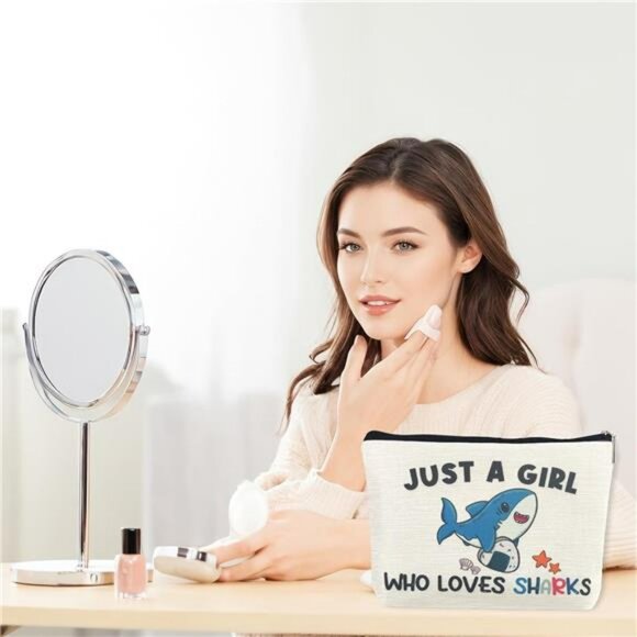 Shark Lover Makeup Bag Cute Cosmetic Pouch Gift for Girls Women Accessories - Picture 2 of 7